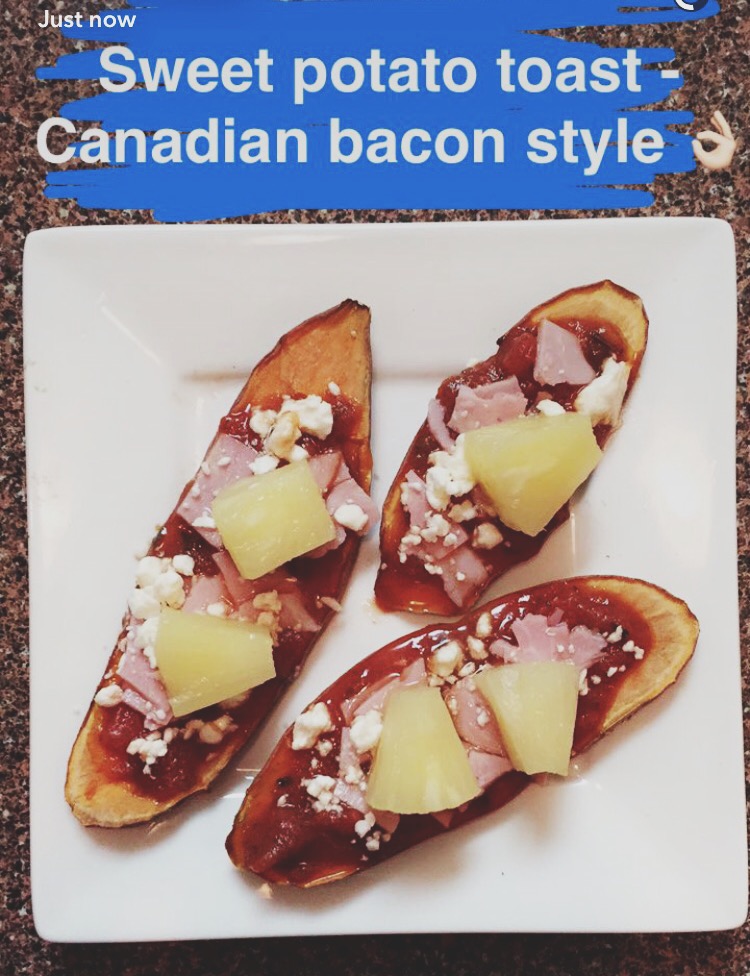 sweet potato canadian bacon toast